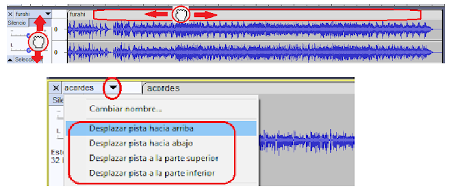 mover una pista en Audacity